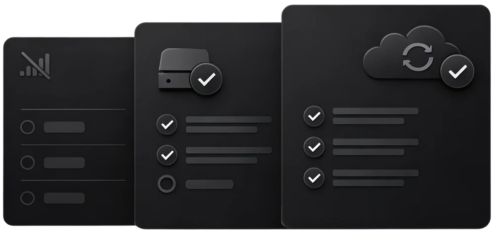 Offline-ready workflow for restoration field documentation